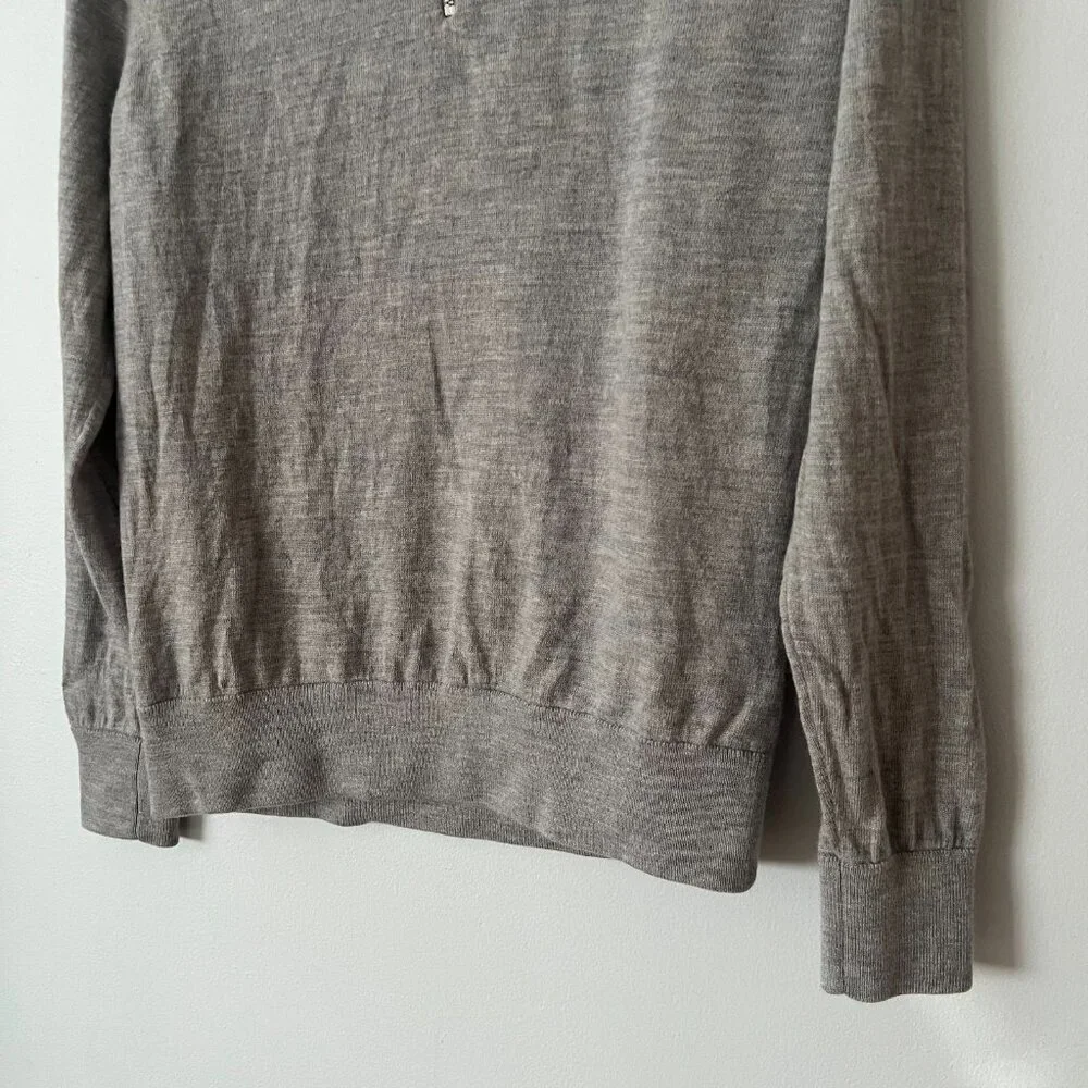 J. Crew Gray Merino Wool 1/4 Zip Mock Neck Sweater Men's Size Medium